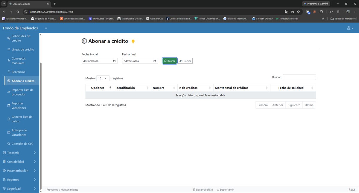 Listado de asociados con créditos vigentes sobre los que se puede abonar.