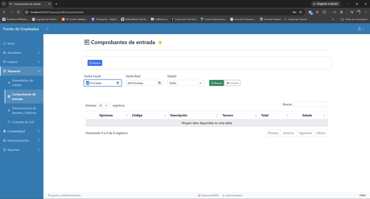 Listado de comprobantes de entrada registrados.