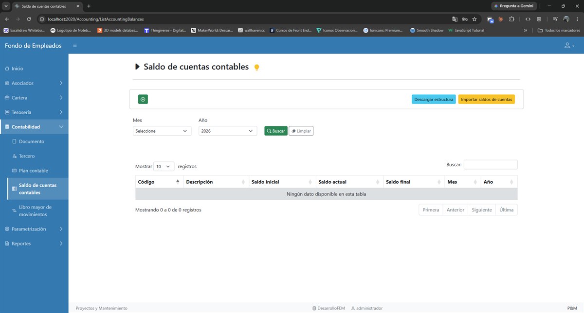 Consulta del saldo de cada cuenta por mes y año.
